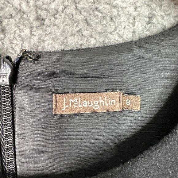 J. McLaughlin Plaid Wool Cashmere Shift Dress Women’s 8 Black Gray Lined Career - Picture 5 of 12